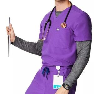 Mens Figs purple scrub set - Joggers and Top - Medium